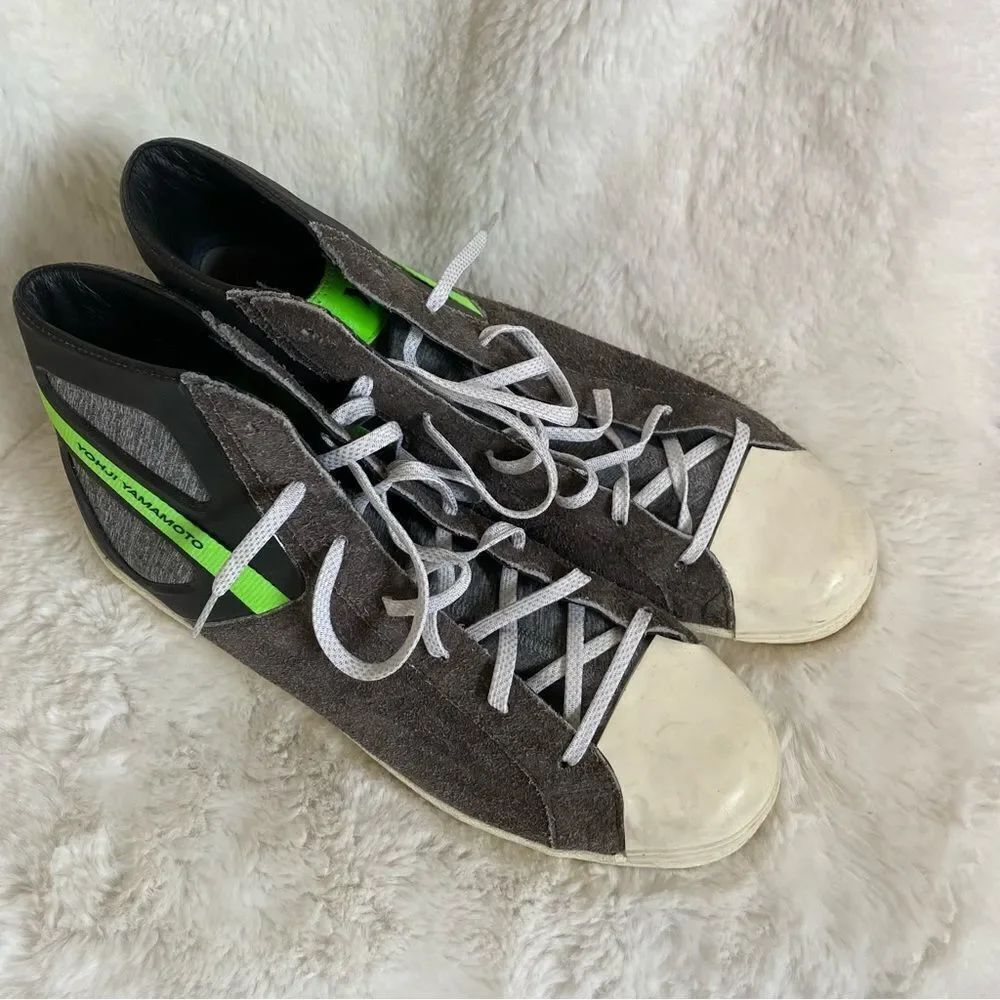 Adidas Y-3 Yohji Yamamoto Smooth High Top Lace Up Sneakers Gray Men's Size 11.5